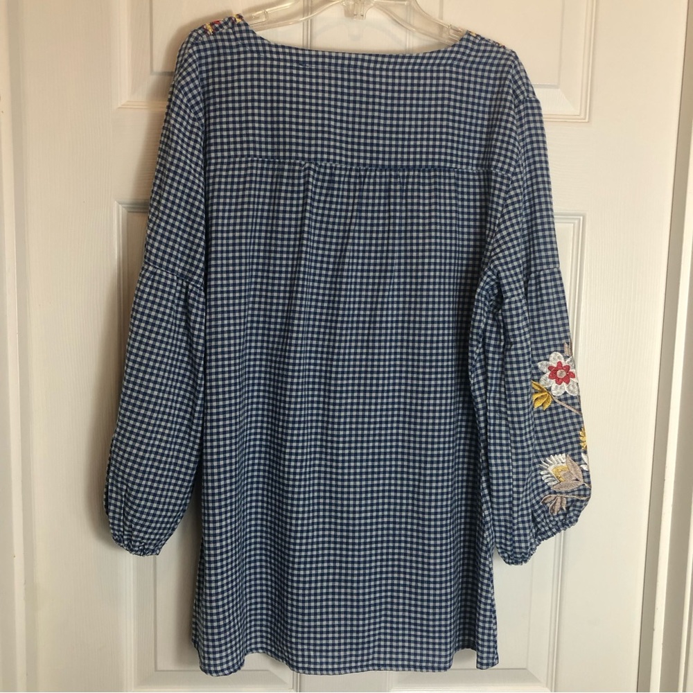 Reba Boho Gingham Top with Tassels and Embroidery Size L - Picture 9 of 10